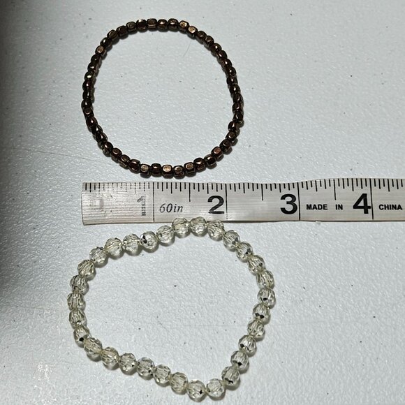 Retro 80s Fashion Four Assorted Beaded Stretch Bracelets Pink Gold Copper Clear - Picture 5 of 5